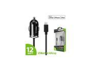 For iPhone iPad iPod Ultra Compact 2.4A 12Watt Lightning Car Charger Black