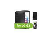 Black Bergamo Premium Leather Case w Heavy Duty Swivel Clip for LG G3