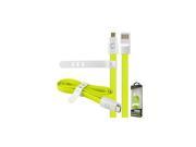 Neon Green 3ft Flat Wire Micro USB Travel Home Wall Car Charger Data Sync Cable