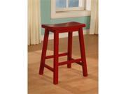 Red Solid Wood Counter Height Stool Bench