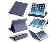 Slim iPad Air Case Devicewear Ridge Blue Vegan Leather Case with Six Position Flip Stand and On Off Switch