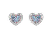 Blue Topaz and Diamond Heart Earrings 14K White Gold 1.50 CT TGW
