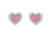 Pink Sapphire and Diamond Heart Earrings 14K White Gold 1.50 CT TGW