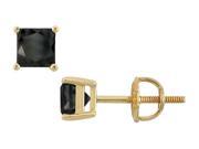 14K Yellow Gold Princess Cut Black Diamond Stud Earrings – 2.00 CT. TW.