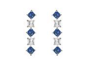 Sapphire and Diamond Earrings 14K White Gold 0.75 CT TGW