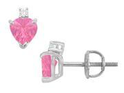 Diamond and Pink Sapphire Stud Earrings 14K White Gold 2.04 CT TGW