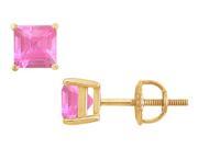 Pink Sapphire Stud Earrings 14K Yellow Gold 2.00 CT TGW