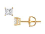 14K Yellow Gold Princess Cut Diamond Stud Earrings – 0.33 CT. TW.