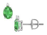 Diamond and Emerald Stud Earrings 14K White Gold 2.04 CT TGW