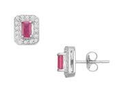 Ruby and Diamond Earrings 14K White Gold 1.00 CT TGW