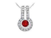 Ruby and Diamond Pendant 14K White Gold 1.25 CT TGW