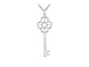 14K White Gold Key Pendant