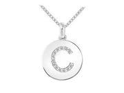 Diamond Disc Initial C Pendant 14K White Gold 0.15 CT Diamonds