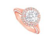 April Birthstone Diamond Halo Engagement Rings in 14K Rose Gold 2 CT TDW