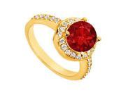 Ruby and Diamond Engagement Ring 14K Yellow Gold 2.50 CT TGW