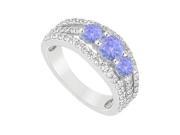 Engagement Ring in Rhodium Sterling Silver Created Tanzanite and CZ with 2.25 Carat TGW Engagement Ring in Rhodium Sterling Silver Created Tanzanite and CZ with 2.25 Carat TGW