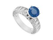 September Birthstone Created Sapphire Milgrain Engagement Ring in 14K White Gold 2.00 ct.tgw