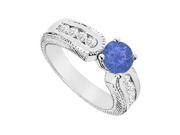 Created Sapphire and Cubic Zirconia Engagement Ring in 14K White Gold 1.00.ct.tgw