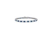 Diffuse Sapphire and Cubic Zirconia Prong Set 10K White Gold Tennis Bracelet 4.00 CT TGW
