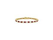Created Ruby and Cubic Zirconia Tennis Bracelet with 5CT TGW on 14K Yellow Gold