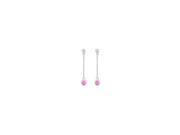 Created Pink Sapphire and Cubic Zirconia Earrings 925 Sterling Silver 0.60 CT TGW