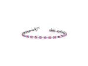 Classic Solid Rectangle Link Created Pink Sapphire Bracelet.10.ct.tw