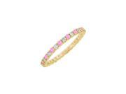 Pink Sapphire and Diamond Eternity Bangle 14K Yellow Gold 6.00 CT TGW
