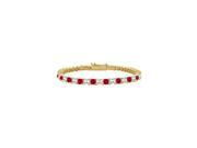 Created Ruby and Cubic Zirconia Tennis Bracelet with 5.00 CT TGW on 14K Yellow Gold
