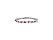 July Birthstone Created Ruby and Cubic Zirconia Tennis Bracelet in 14K White Gold 4.00 CT TGW