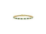 Created Emerald and Cubic Zirconia Tennis Bracelet with 2 CT TGW on 14K Yellow Gold