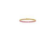 Pink Cubic Zirconia Tennis Bracelet in 18K Yellow Gold Vermeil. 10 CT. TGW. 7 Inch
