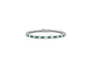 May Birthstone Created Emerald and Cubic Zirconia Tennis Bracelet in 14K White Gold 1.50 CT TGW
