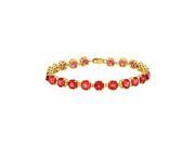 18K Yellow Gold Vermeil Prong Set Round Ruby Bracelet 12 CT TGW July Birthstone Jewelry