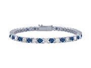 Platinum Tennis Bracelet with Sapphire and Diamond