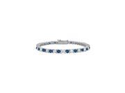 Sterling Silver Round Diffuse Sapphire and Cubic Zirconia Tennis Bracelet 4.00 CT TGW