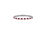 Created Ruby and Cubic Zirconia Tennis Bracelet with 3.00 CT TGW on 14K White Gold