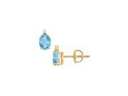 Diamond and Blue Topaz Stud Earrings 14K Yellow Gold 2.04 CT TGW
