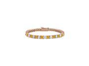Cubic Zirconia and CitrineTennis Bracelet with 7 CT TGW on 14K Rose Gold Vermeil. 7 Inch