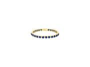 18K Yellow Gold Vermeil Created Blue Sapphire Tennis Bracelet 25 Carat Bezel in Sterling Silver