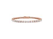 Cubic Zirconia Tennis Bracelet in 14K Rose Gold Vermeil 3 CT TGW April Birthstone Jewelry