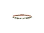 Cubic Zirconia and Created Emerald Tennis Bracelet in 14K Rose Gold Vermeil. 5 CT. TGW. 7 Inch