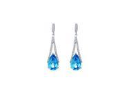 Natural Diamond and Blue Topaz Drop Earrings White Gold