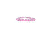 Sterling Silver Prong Set Oval Pink Topaz Bracelet with 15.00 CT TGW
