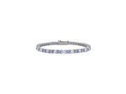 Sterling Silver Round Created Tanzanite and Cubic Zirconia Tennis Bracelet 5.00 CT TGW
