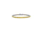 925 Sterling Silver Yellow Created Sapphire Prong Set 5.00 CT TGW Tennis Bracelet