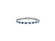 Diffuse Sapphire and Cubic Zirconia Prong Set 10K White Gold Tennis Bracelet 7.00 CT TGW