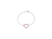 Heart Bracelet with Created Pink Sapphire in 925 Sterling Silver 0.75 CT TGW