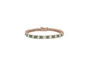 Created Emerald and Cubic Zirconia Tennis Bracelet in 14K Rose Gold Vermeil.10CT. TGW. 7 Inch