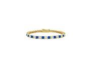 Created Sapphire and Cubic Zirconia Tennis Bracelet with 5.00 CT TGW on Yellow Gold Vermeil