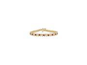 Created Ruby and Cubic Zirconia Tennis Bracelet with 5.00 CT TGW on Yellow Gold Vermeil